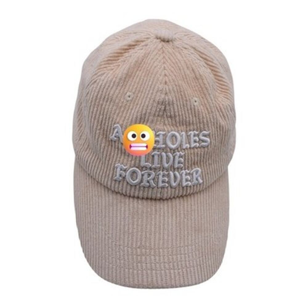 A**holes Live Forever Corduroy Hat - 6 Panel - Tan / Beige - Adjustable Adult